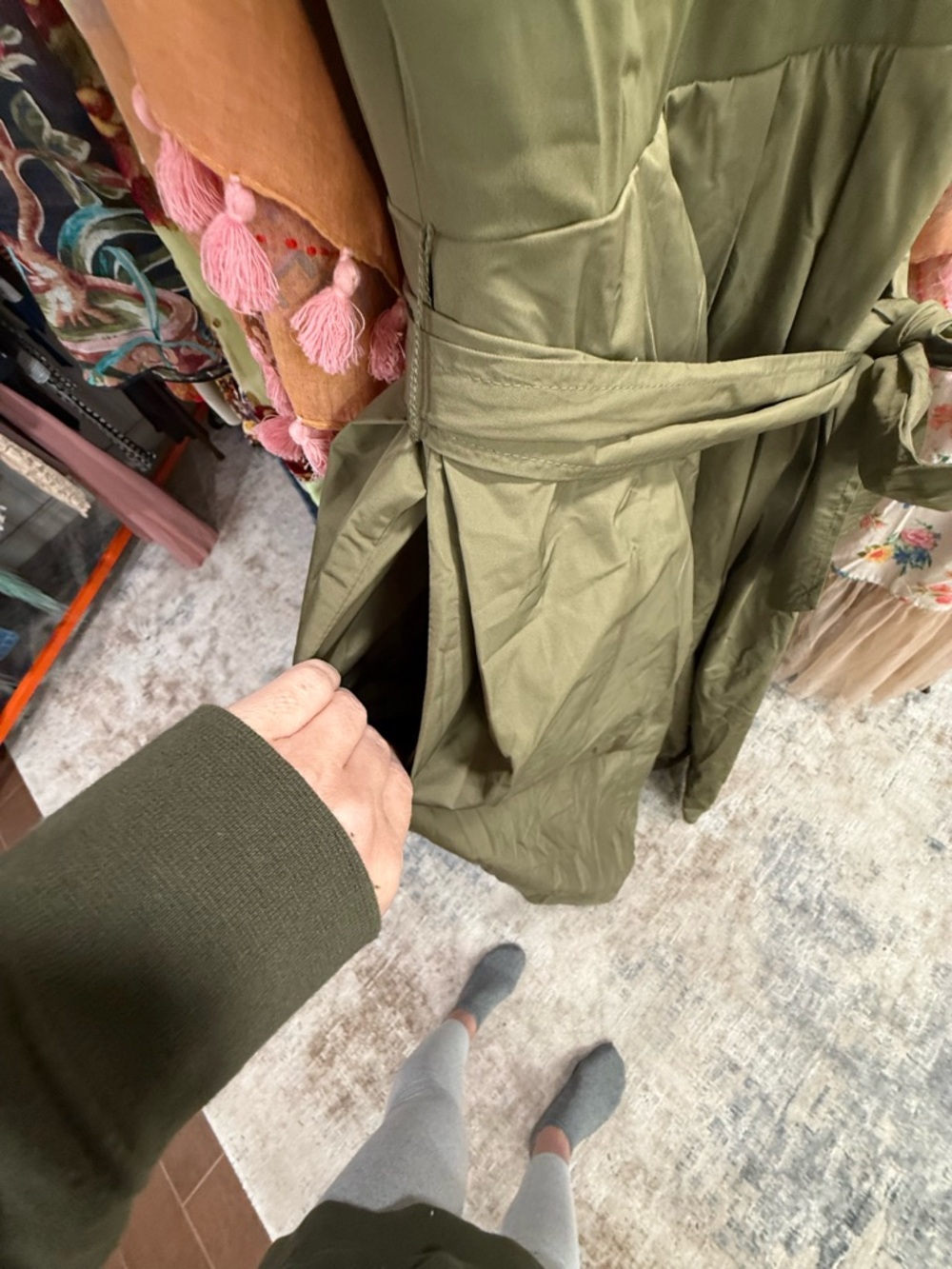Ralph Lauren Olive Maxi Dress with Tie Waist - Picture 9 of 14